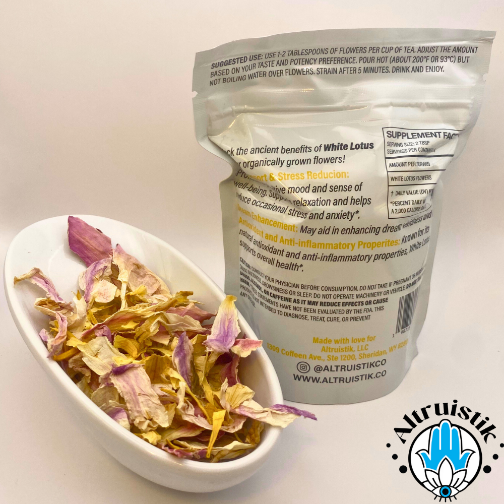 Altruistik 30g Organically Grown White Lotus Tea for Relaxation, Sleep, Anti-Inflammation