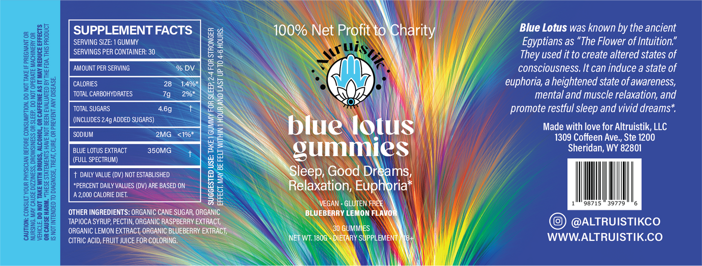 Altruistik™ 350mg Blue Lotus Gummies – For Deep Relaxation, Sleep and Mood Enhancement